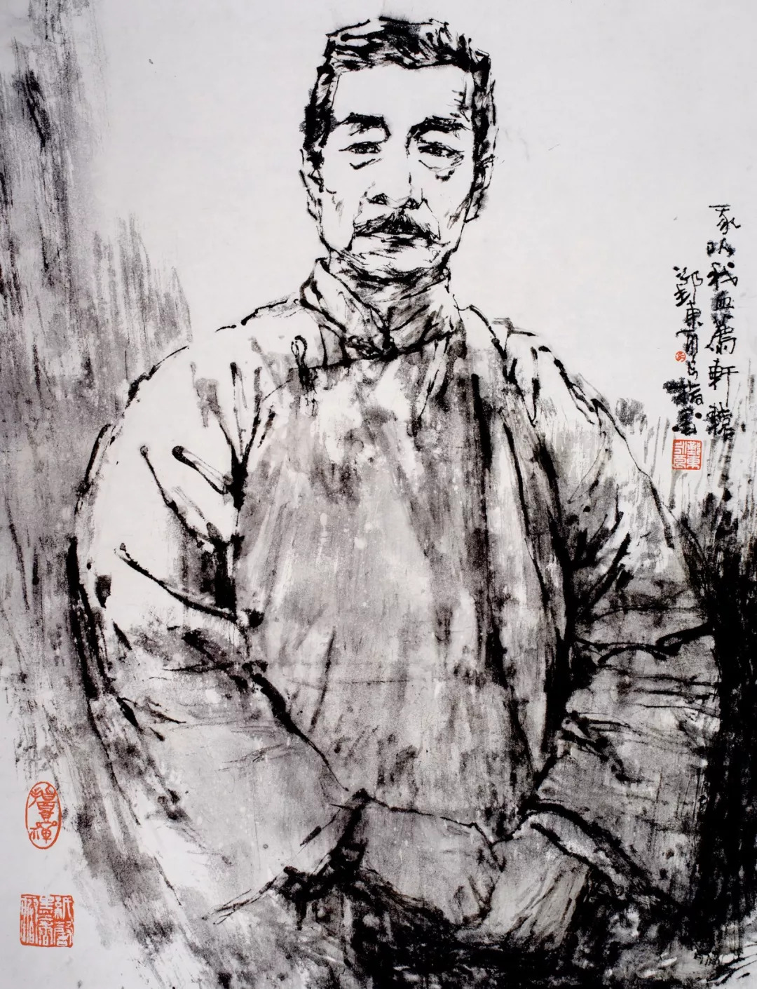 吴永良《指墨鲁迅像 91×70cm 中国画 2015年