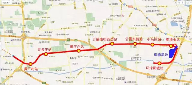 北京地铁7号线东延伸的线路图