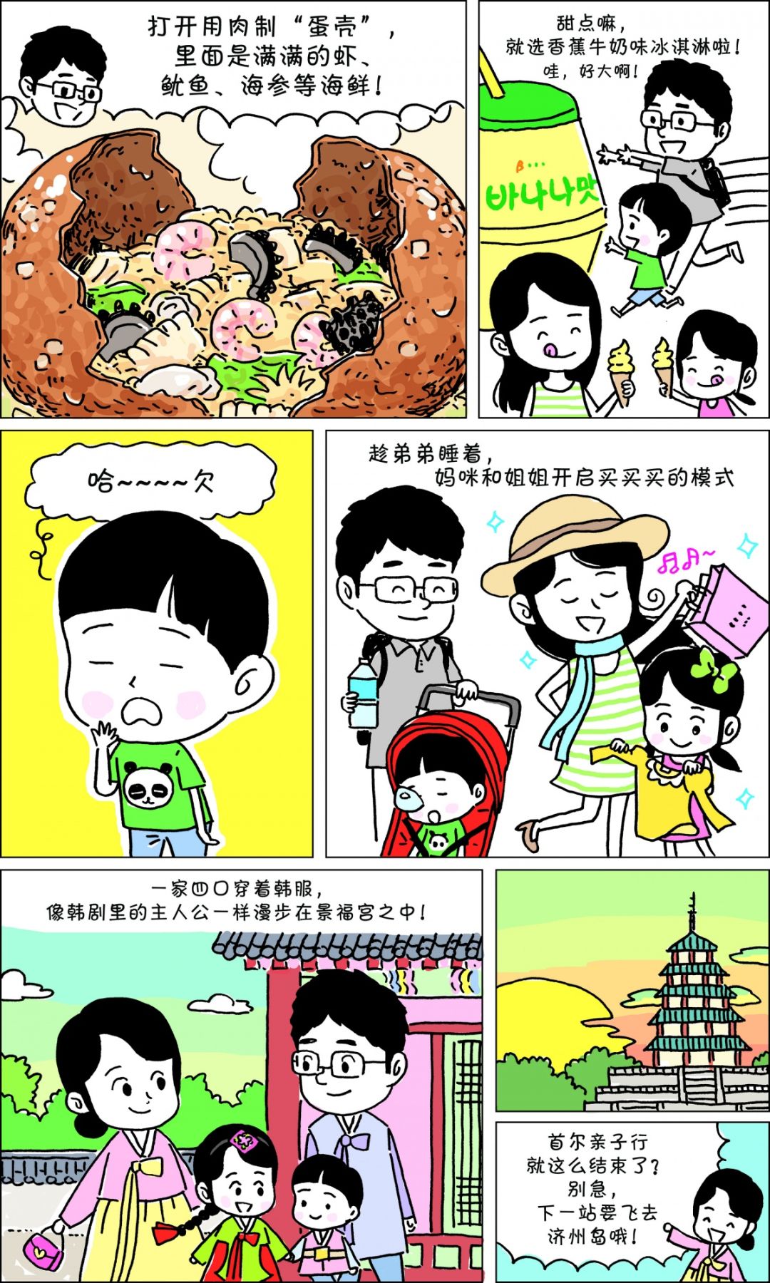 童趣韩国漫画系列 实现一家人n个愿望的首尔之旅 福宫