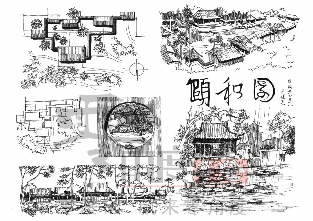 ④ 鸟瞰图手绘表现 ⑤ 古建筑 写生创新思维讲授 ⑥ 马克笔上色