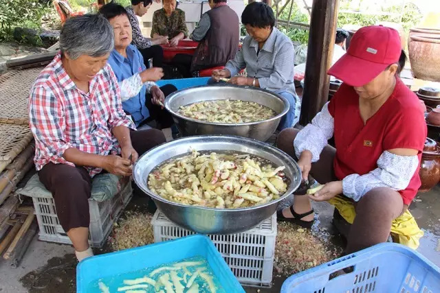 刮完皮的生姜,嫩嫩哒,光滑如玉,枝丫圆润如珊瑚,果然是铜陵八宝之一