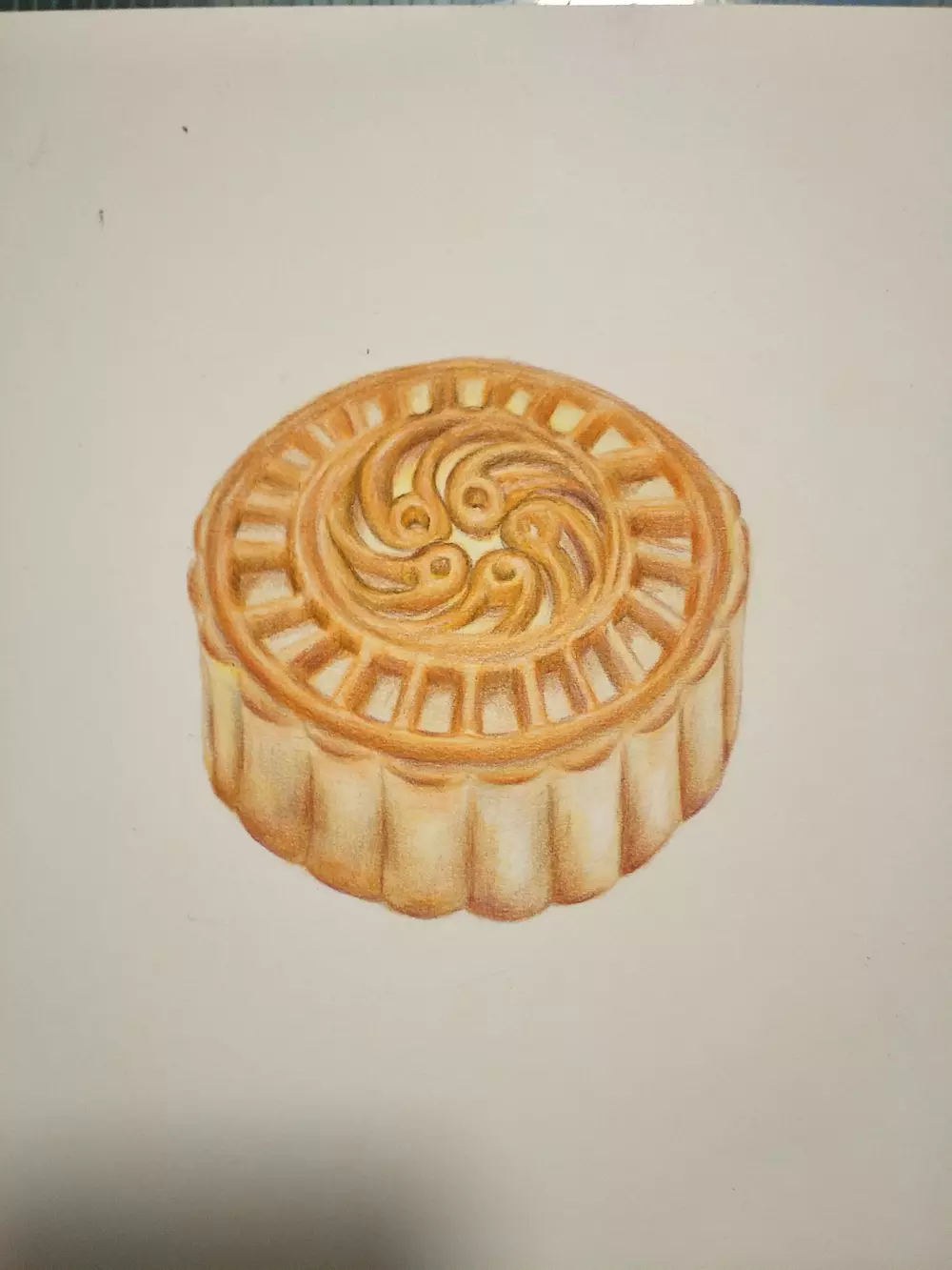 零基础学彩铅第23课:中秋月饼彩铅手绘过程分享