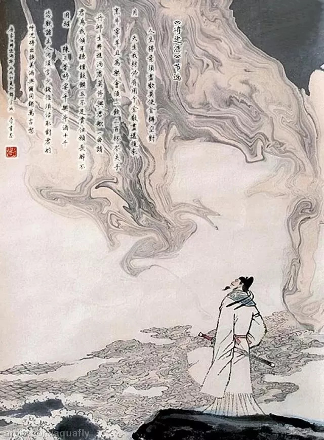 乐府诗 《将进酒》 君不见, 黄河之水天上来,奔流到海不复回.