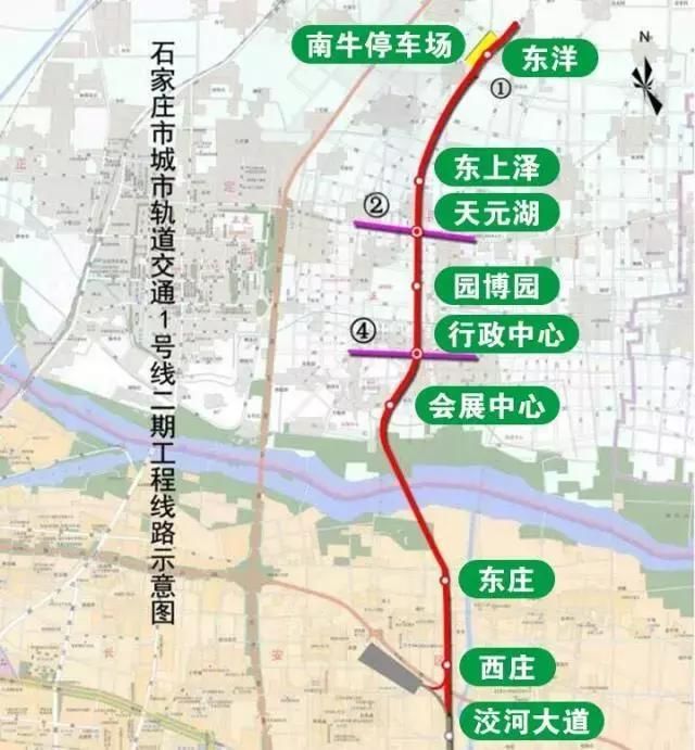 连接石家庄主城区与正定新区的 地铁1号线二期工程 行政中心站至天元