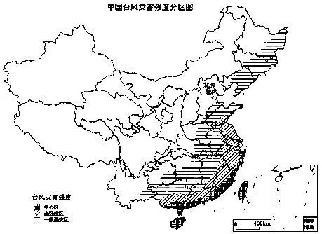 中国台风灾害强度分区图