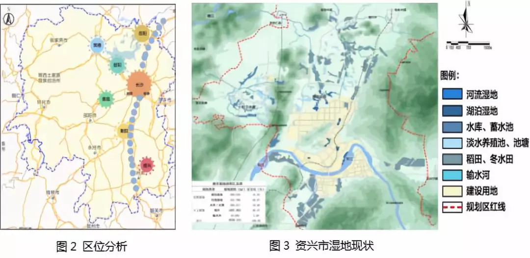 从图2可以看到资兴这个城市在郴州市北边,这是一个工业城市,面积不大