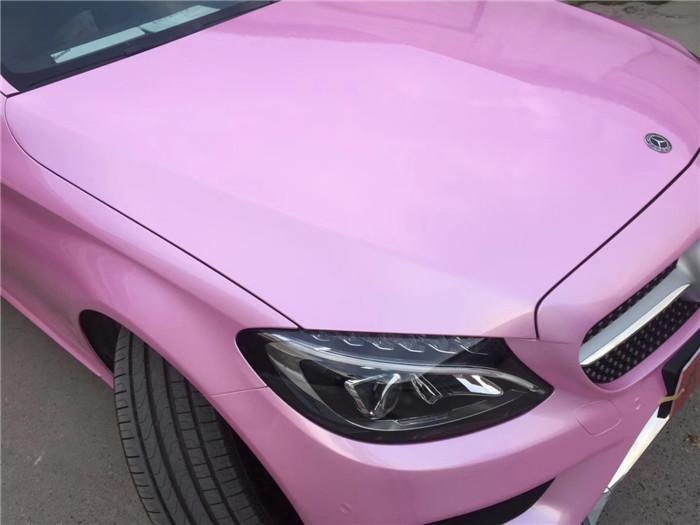 cys马卡龙紫丁香改色膜装贴奔驰c200车身效果图