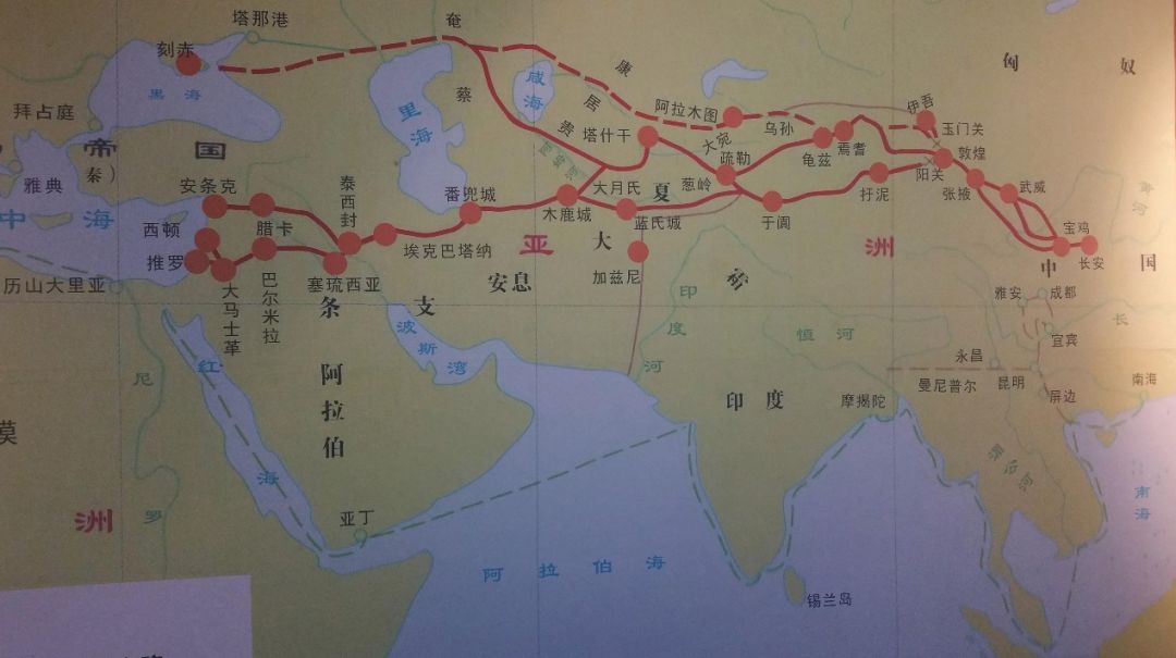 中国古代丝绸之路的路线图