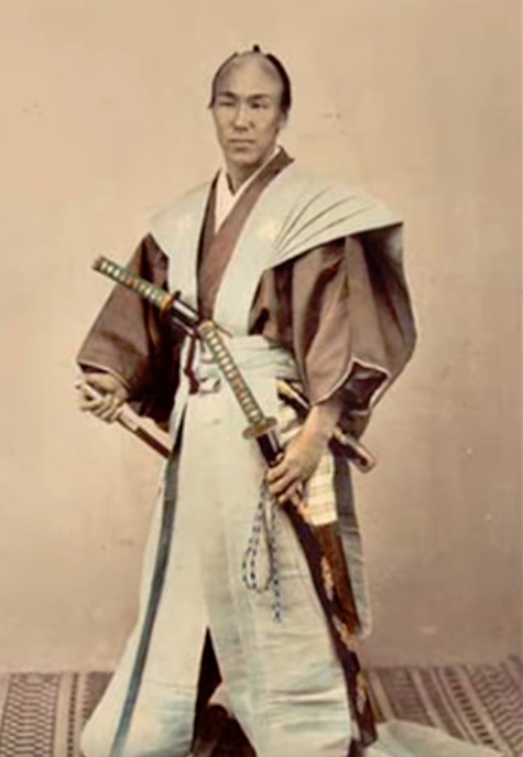 百年前的日本武士上色彩照 留着秃顶浪人头个个身高一
