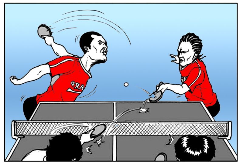 恶搞漫画:乒乓球场上的一次致命传球
