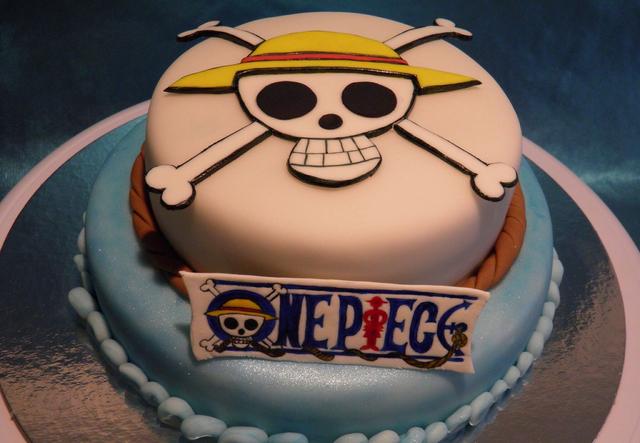 糕点师傅开始挑战难度,用翻糖造型做了很多海贼王的动漫主题蛋糕