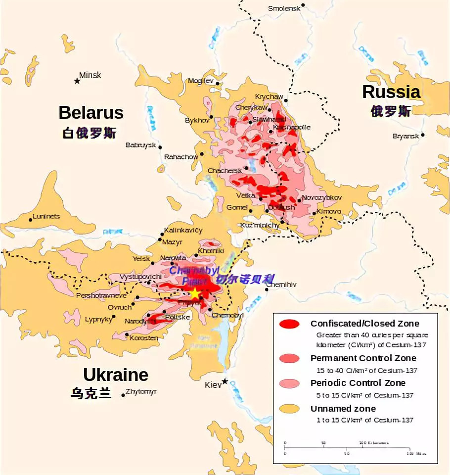 1986年4月26日苏联的切尔诺贝利核电站爆炸后,由于风向问题,根据前
