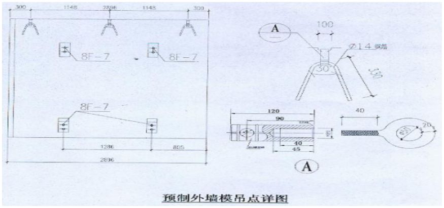 本工程设计,采用塔吊吊装,为防止单点起吊引起构件变形,采用钢扁担