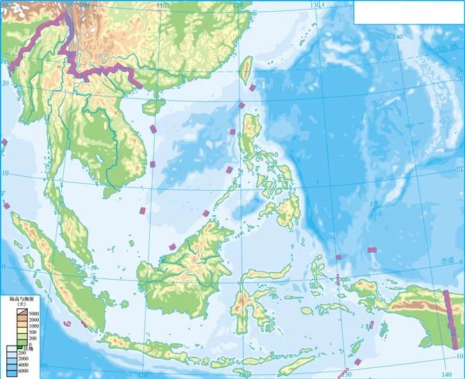 照片名称:东南亚地形空白图