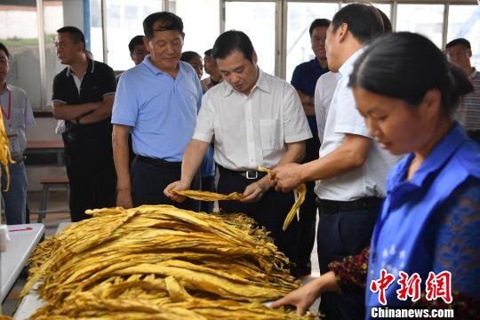 18日下午,国家烟草专卖局副局长杨培森(中)率领全国烟草工业企业负责