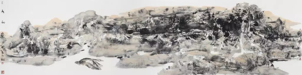 年《鱼鸟飞掠》360×100cm 2017年本期《收藏》微信责编 陈硕返回搜狐