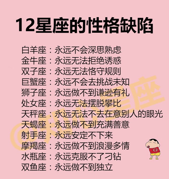 12星座让人爆炸的本事,12星座的性格缺陷