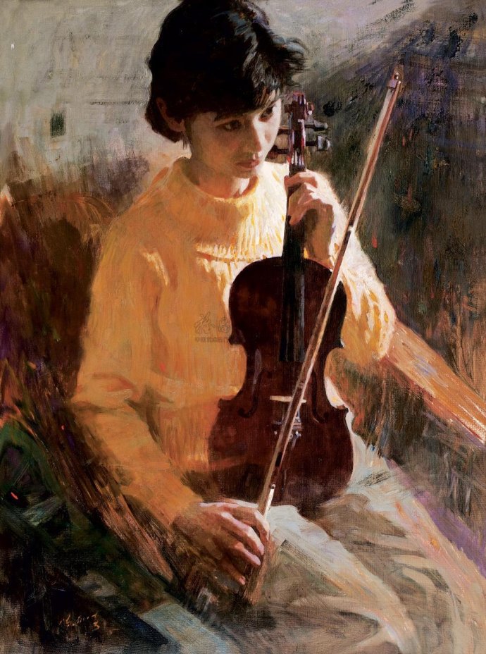 中外名家油画笔下的《小提琴》题材油画欣赏