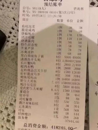 上海40万天价账单背后的消费心理:普通人看到饭,土豪看到商机