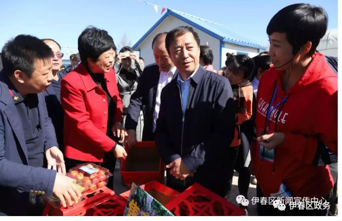 9月19日,伊春区在对山农场举办首届田园之约采摘节,区委书记张东海及