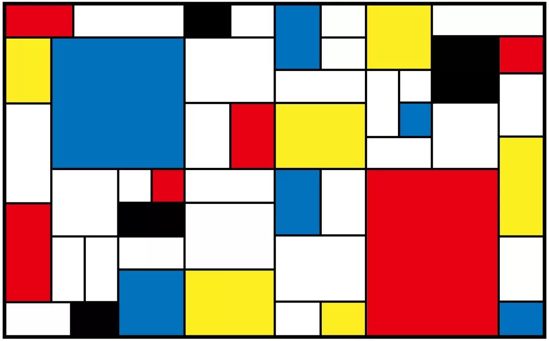 感黑色线条与红黄蓝三原色更是让人如痴如醉蒙德里安式的"冷抽象"作品