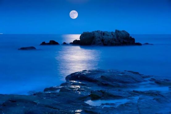 夜晚,海边的月亮升起,只想吟诵"海上生明月,天涯共此时"!
