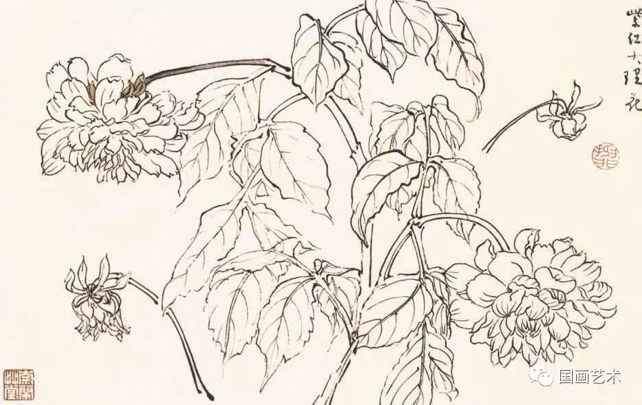 跟名家学画画——陆抑非花卉草虫画谱_画法