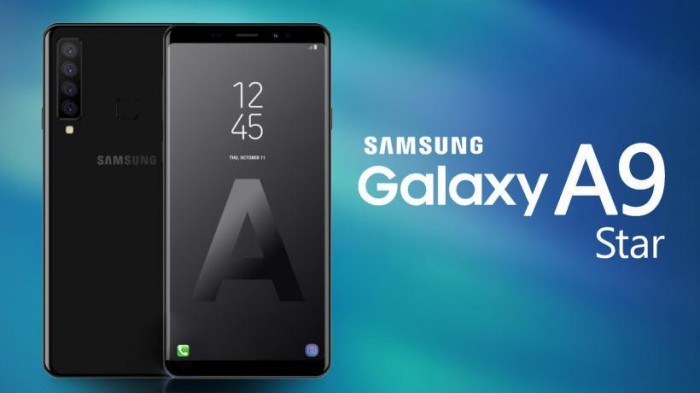 图galaxya9starpro渲染图曝光背面四颗摄像头垂直排列