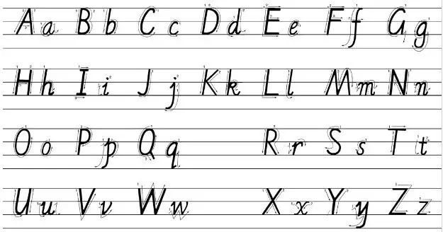 能按照四线三格正确书写26个字母的大小写并书读字母