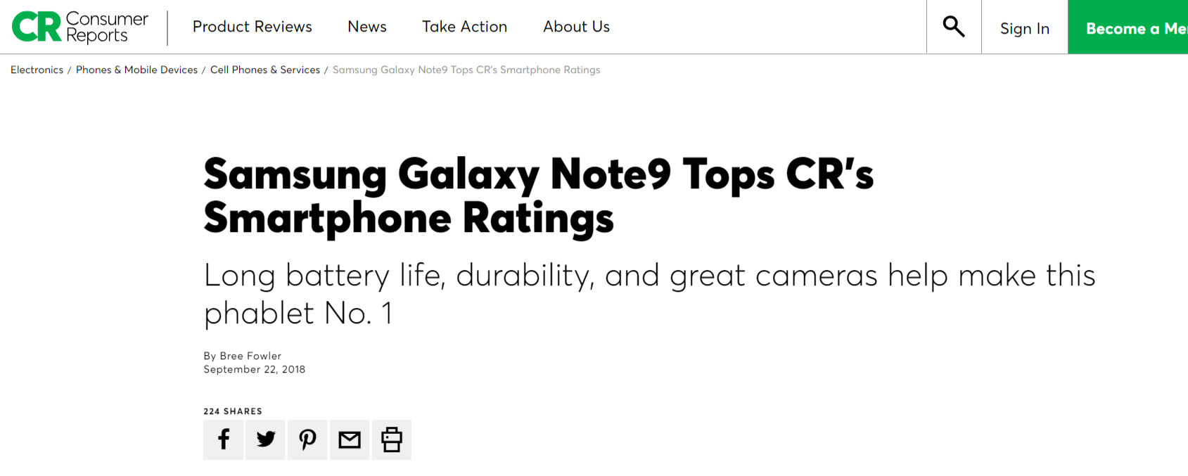 扬眉吐气！三星Note 9再获殊荣：外媒称之为最佳智能手机