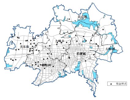 东湖新技术开发区储备土地租金样点分布图