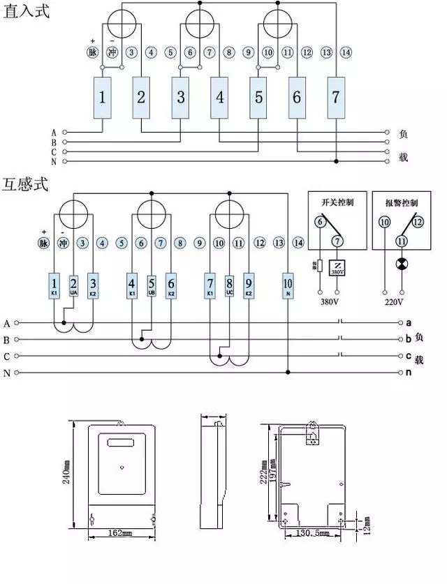 电能表的分类,型号及含义,预付费电表的接线图