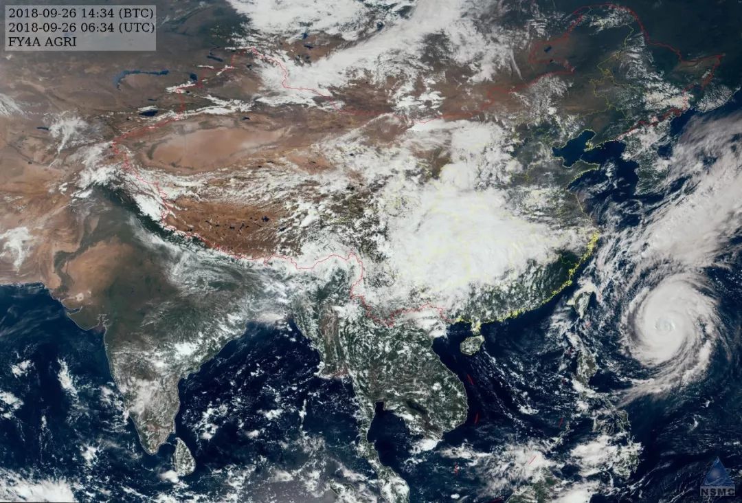 9月26日"风云四号"卫星云图