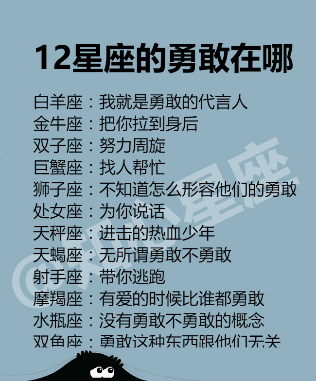 12星座为什么这么穷?12星座的勇敢