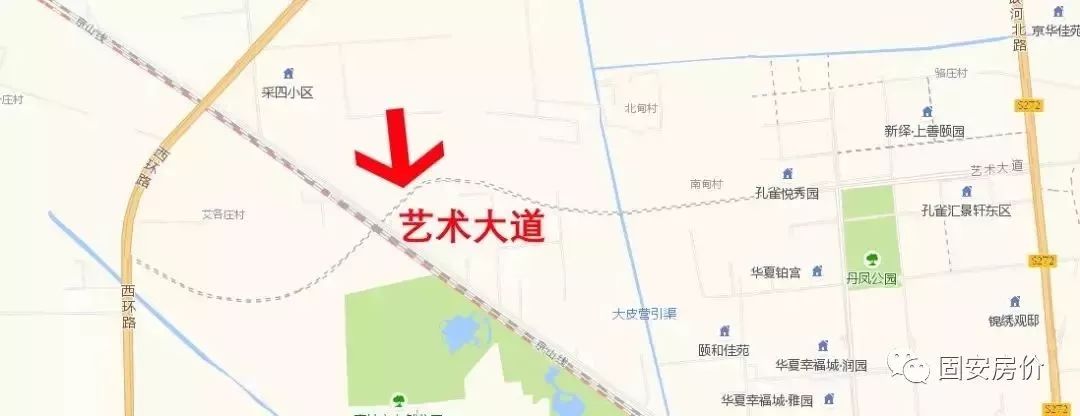 北线高速廊坊段和廊坊艺术大道规划图导航地图中的机场北线高速新机场