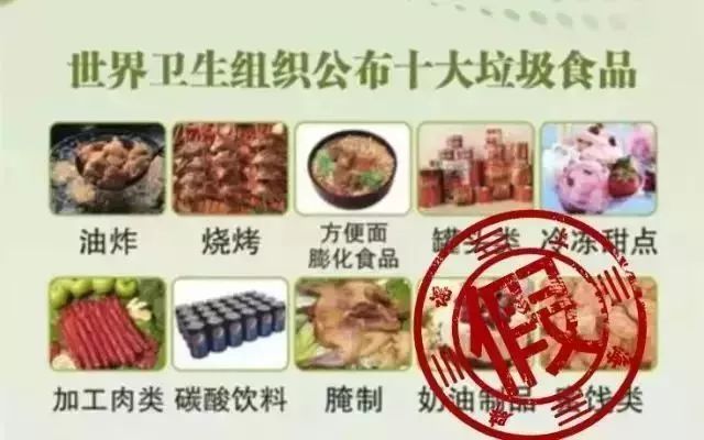 从2003年起,一份号称是世界卫生组织(who)发布的"十大垃圾食品名单"