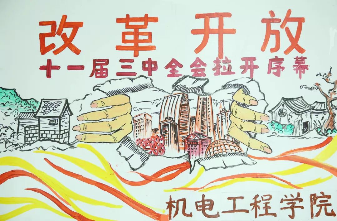 "画"说新时代"——青岛大学纪念改革开放四十周年大型彩绘活动作品