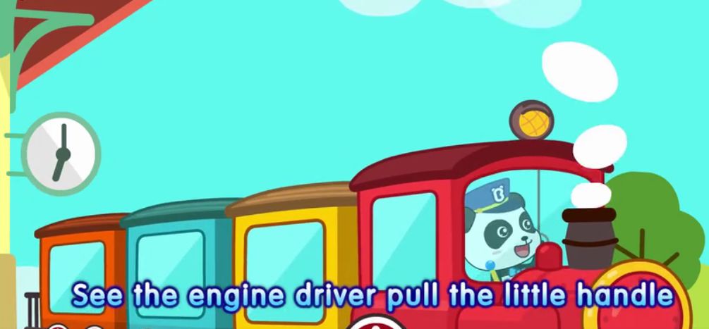 the engine drive pull the little handle 看,火车司机拉动小把手