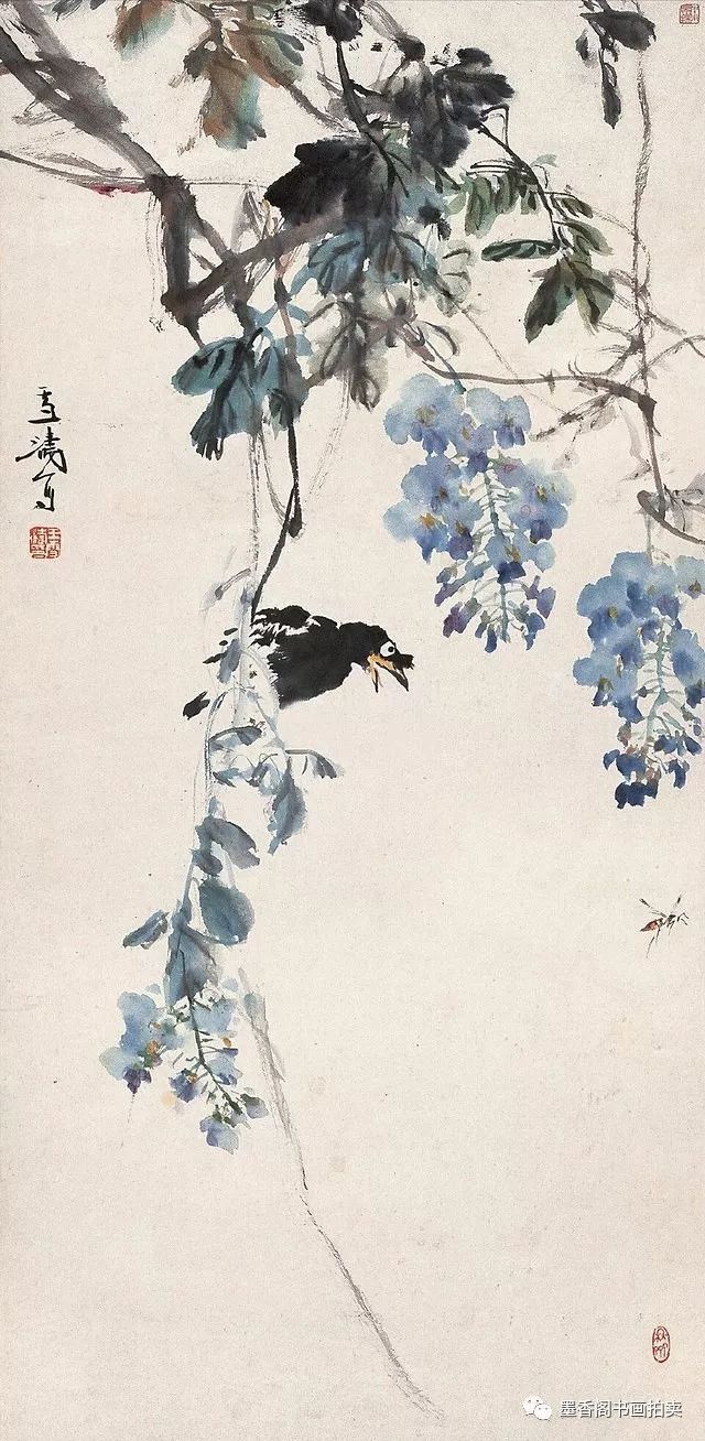 四位花鸟大师画紫藤!_王雪涛