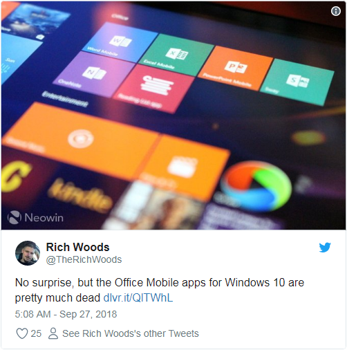 微軟證實將停止Windows 10 Office Mobile運用的開發 科技 第2張