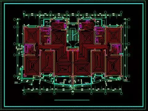 地暖设计需要计算各房间散热量和各管路的水流速, 地暖图纸设计布局不