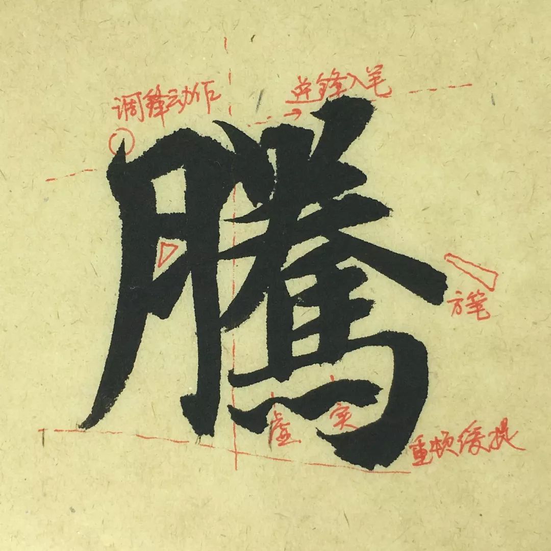 临习要点72"腾"字左右结构,左小右大.