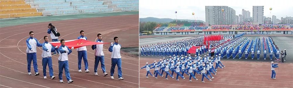 先是北大恒德学校高中部,初中部和小学部的哥哥姐姐们身着整齐的校服