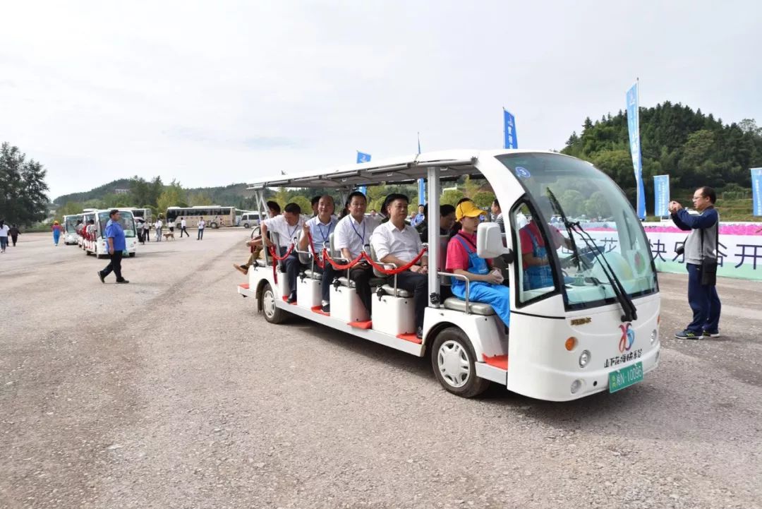 进入"山下花海快乐谷"景区,可乘坐观光电瓶车,游览整个园区.