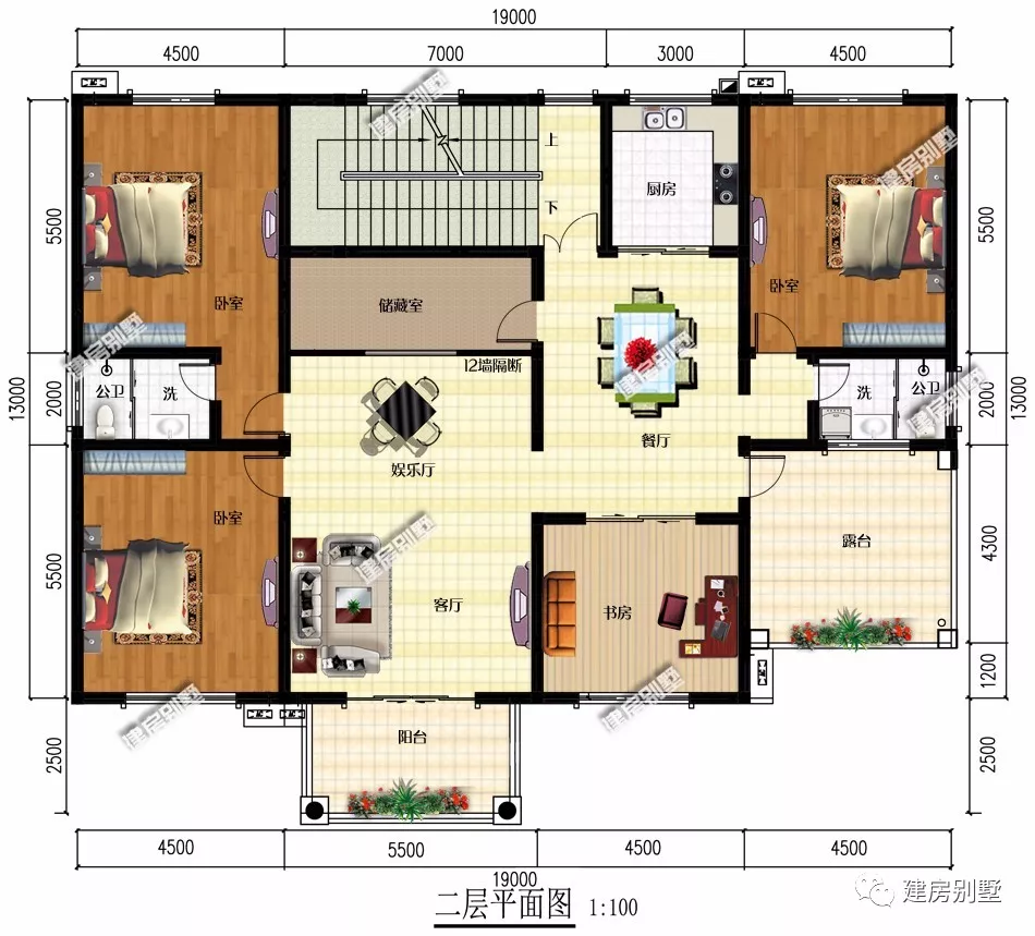 八栋一屋能住多户的别墅户型,第四栋新中式风格,越看越喜欢_三室两厅