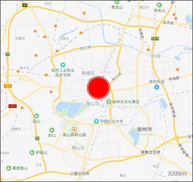 在三环路的几何中心 而如果以"四环路"来计算 如今,"五环路"—徐州外