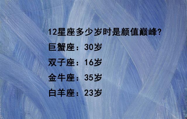 双子座16岁,双鱼座18岁,白羊座23岁!