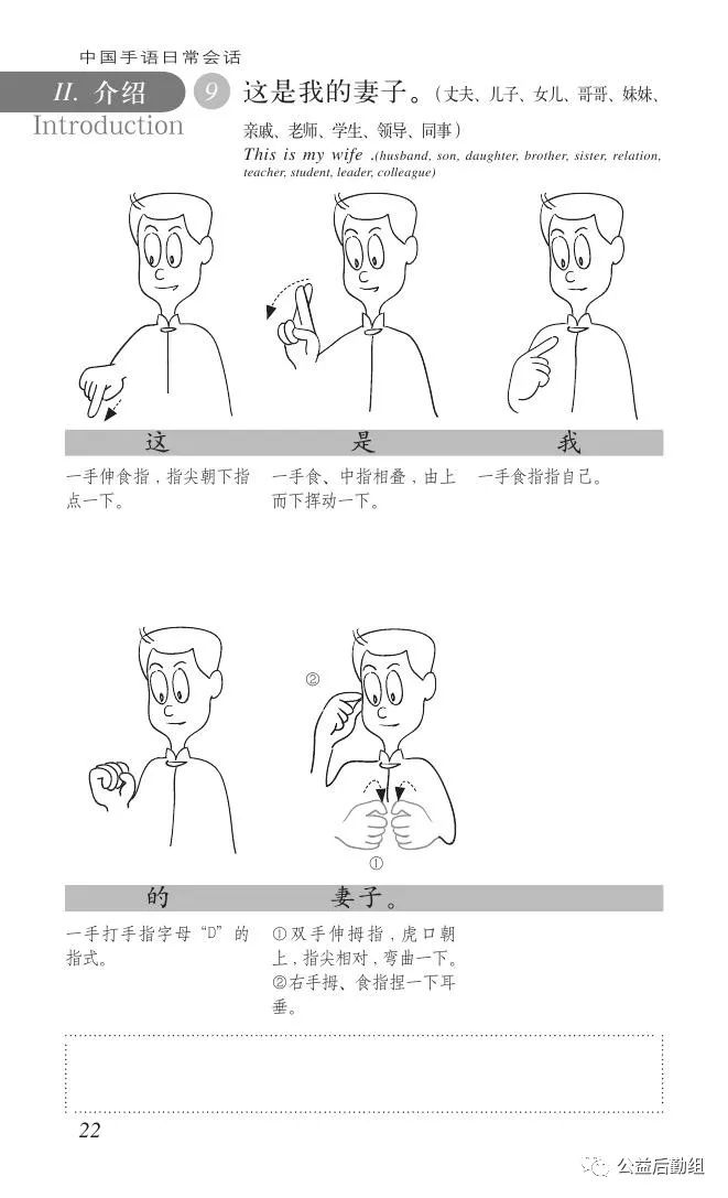 中国手语日常会话—介绍-这是我的妻子