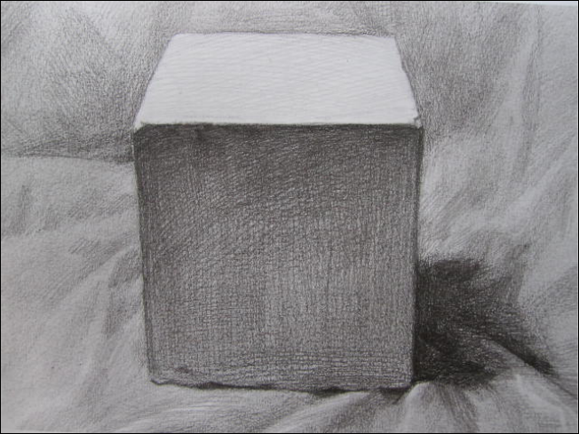 少儿创意美术《素描几何石膏—正方体》,步骤详细解读
