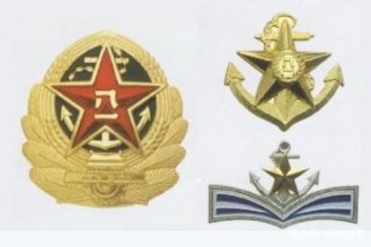 人民的军队,五角星是国家的象征,铁锚,飞翅是海军,空军的标志等